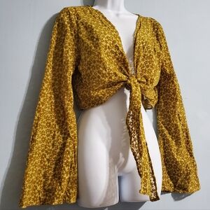 Wild Fable Yellow Floral Tie-Front Blouse